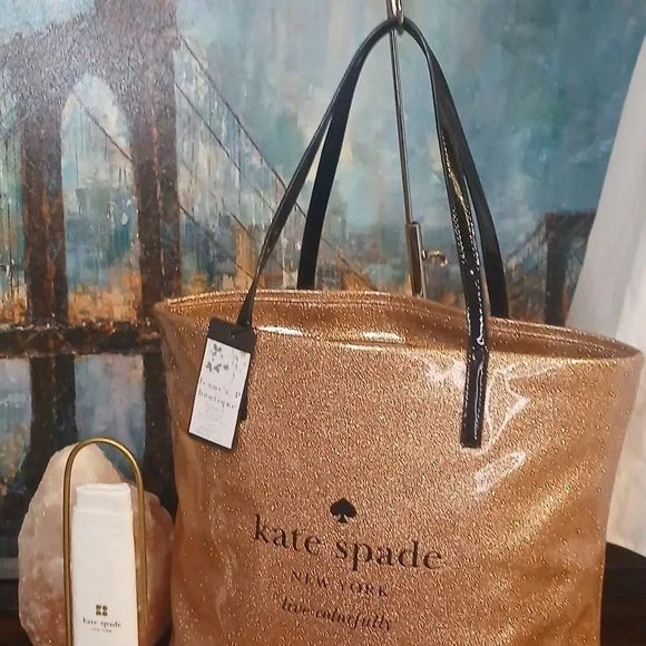 OMG! Kate Spade PINK ROSE Gold SPARKLE ✨️Tote Bag - Picture 4 of 13